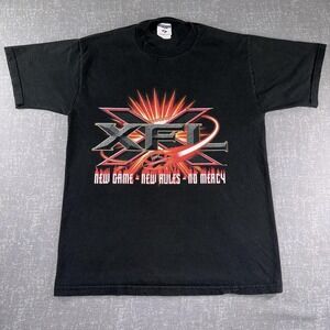 Vintage XFL Shirt Mens Medium Black Football Jerzees Graphic Tee 2001 Inaugural‎